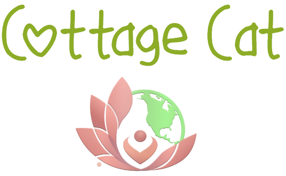 Cottage Cat with Lotus logo